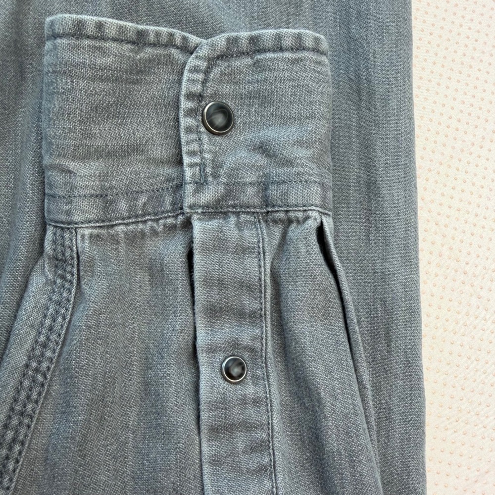 Lee Cooper Western Denim Shirt Grey Pearl Snap Workwear Cowboy Aesthetic Large - Picture 6 of 9